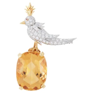 Bird on a Rock Citrine and Diamond Brooch Jean Schlumberger for Tiffany & Co.