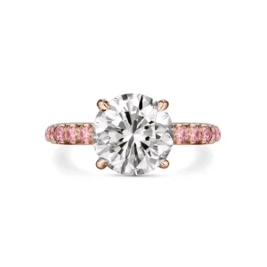 Brilliant Round Engagement Ring with Pink Diamonds GIA Certified 3.01 Carat