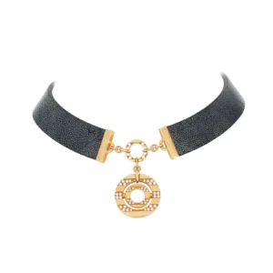 Bvlgari Astrale Galuchat Leather Diamond Necklace