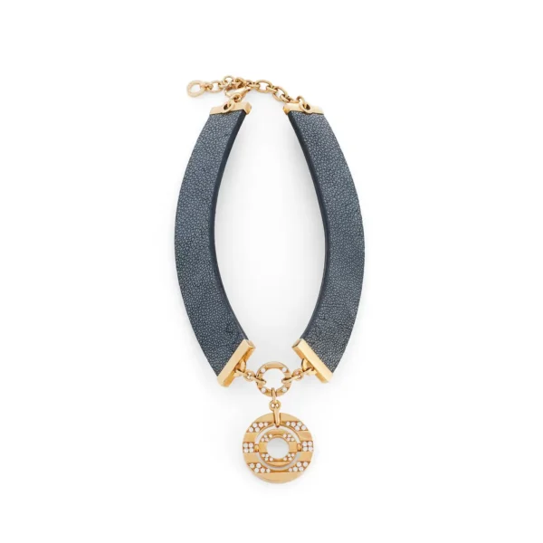 Bvlgari Astrale Galuchat Leather Diamond Necklace