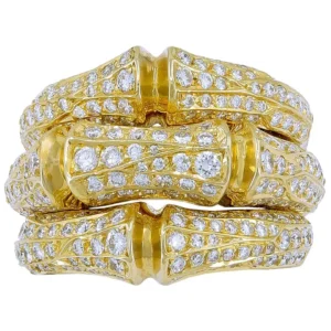 Cartier Diamond Yellow Gold Bamboo Ring