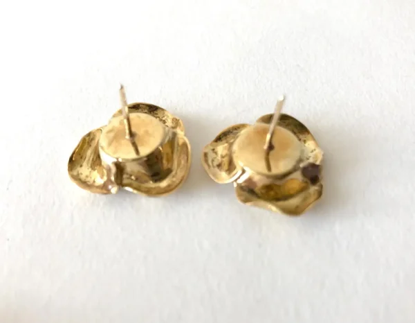 Cartier France 18K Gold Diamond Rose Flowering Brooch and Earrings Set