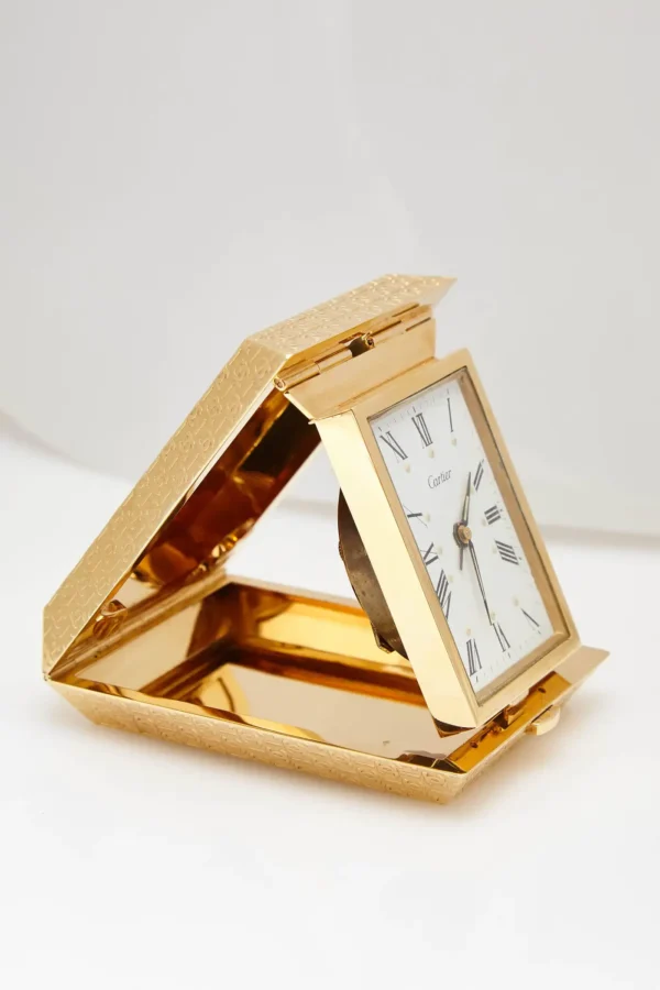 Cartier Gold Travel Clock For Sale