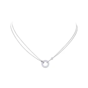 Cartier Love White Gold Diamond Circle Charm Necklace