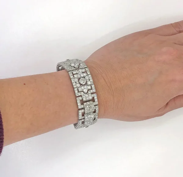 Cartier Paris Art Deco Diamond Platinum Strap Bracelet