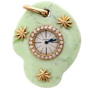 Cartier Paris Rare Art Deco Jade Pocket Watch Pendant by Edmond Jaeger