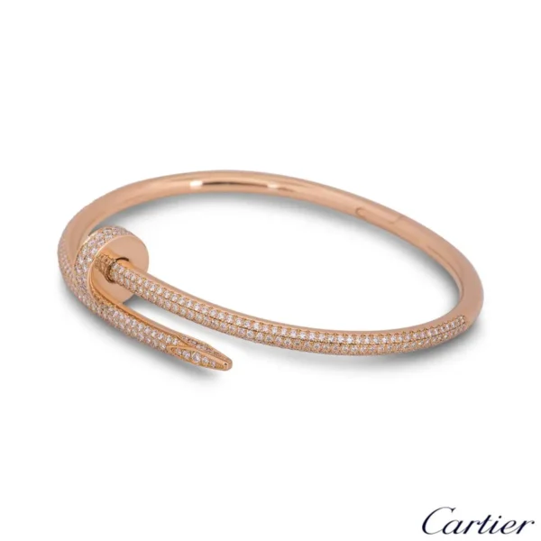 Cartier Rose Gold Full Pave Diamond Juste Un Clou Bracelet N6702117