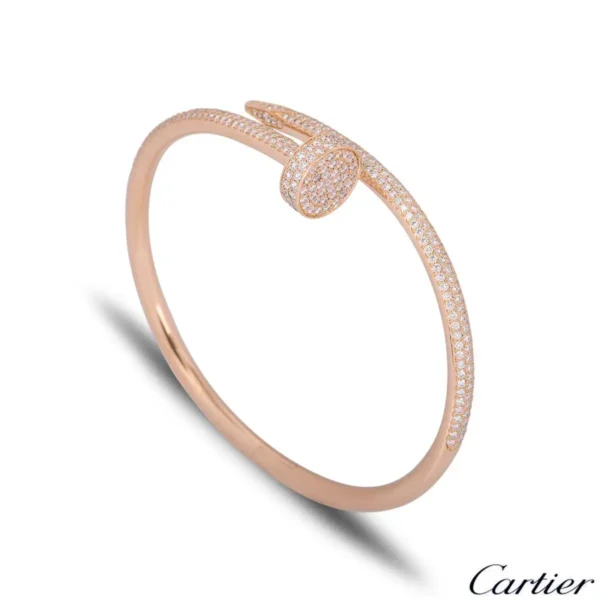 Cartier Rose Gold Full Pave Diamond Juste Un Clou Bracelet N6702117