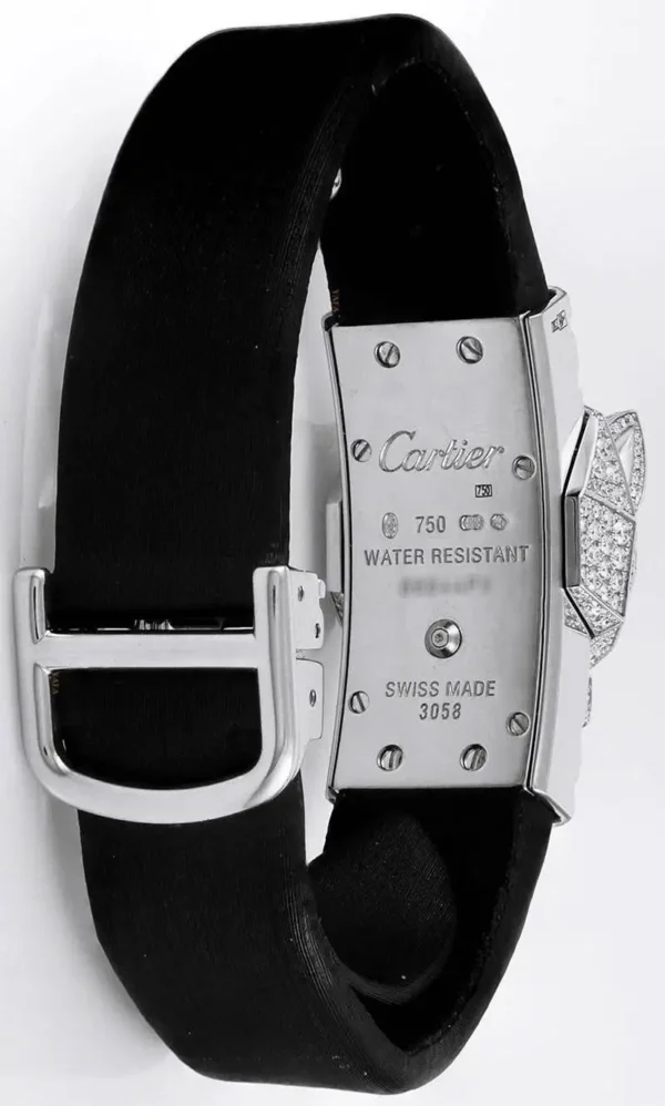 Cartier White Gold Diamond Onyx Panthere Secrete de Cartier Quartz Wristwatch