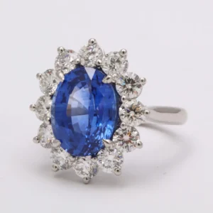 Ceylon Blue Sapphire and Diamond Ring