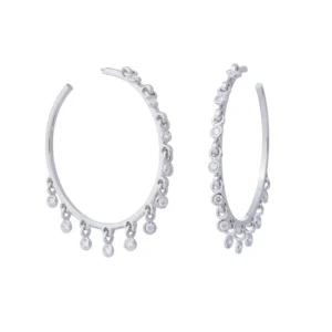 Christian Dior Coquine White Gold Diamond Hoop Earrings