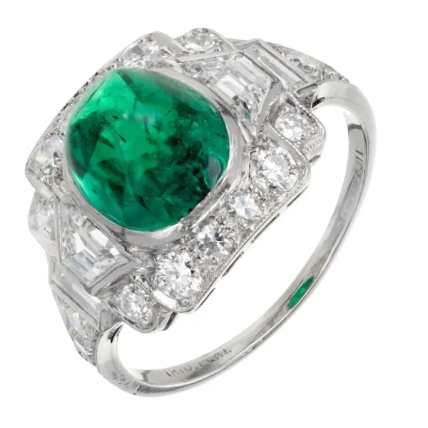 Colombian Emerald Diamond Platinum Cocktail Ring Tiffany & Co. 3.60 Carat