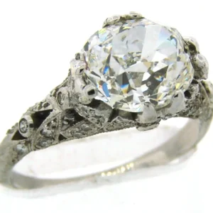 Cushion Cut Diamond Platinum Ring Art Deco circa 1920s 3.02-carat GIA G SI1