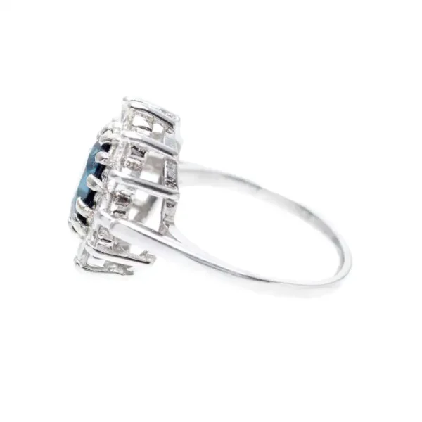 Diamond Halo White Gold Engagement Ring GIA Certified 1.63 Carat Blue Sapphire
