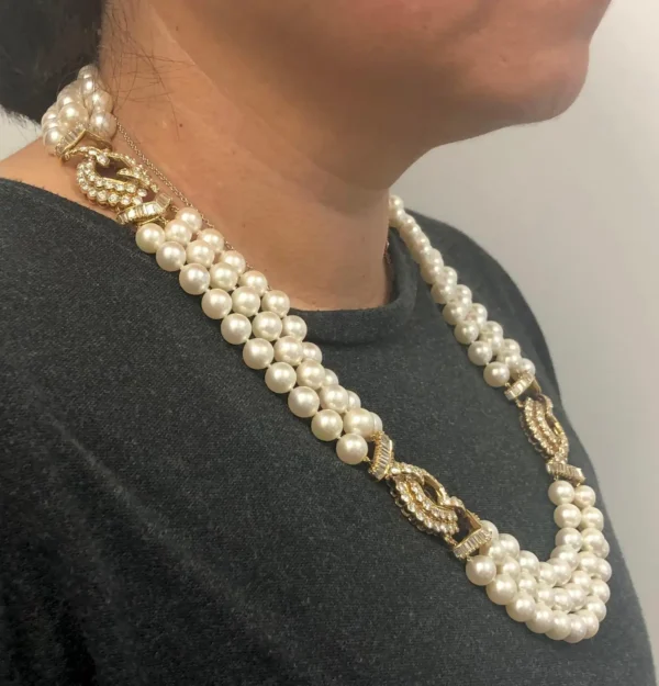 Diamond Multi-Strand Pearl Necklace Van Cleef & Arpels