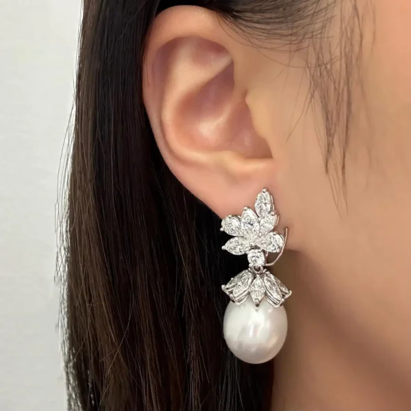 Diamond and Pearl Detachable Drop Ear Clips Tiffany & Co.