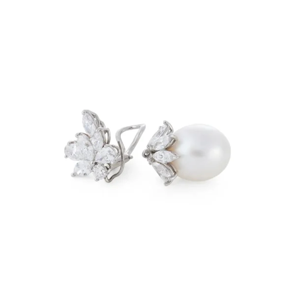 Diamond and Pearl Detachable Drop Ear Clips Tiffany & Co.