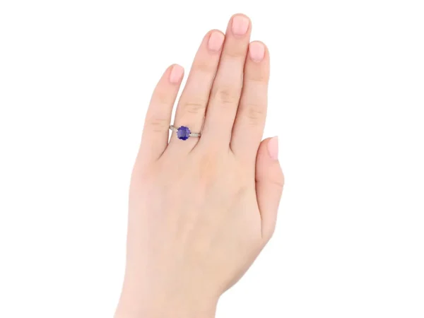 Edwardian Natural Royal Blue Kashmir Sapphire Diamond Ring