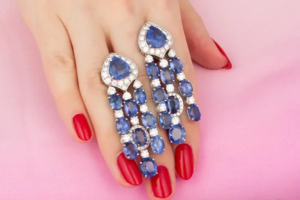 Ella Gafter Blue Sapphire Diamond Necklace Earrings