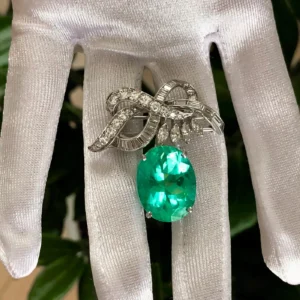 Emeralds Maravellous 18.76ct Certified Colombian Emerald Diamond Platinum Pend/B
