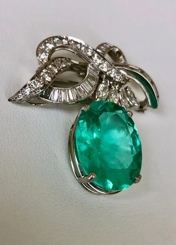 Emeralds Maravellous 18.76ct Certified Colombian Emerald Diamond Platinum Pend/B