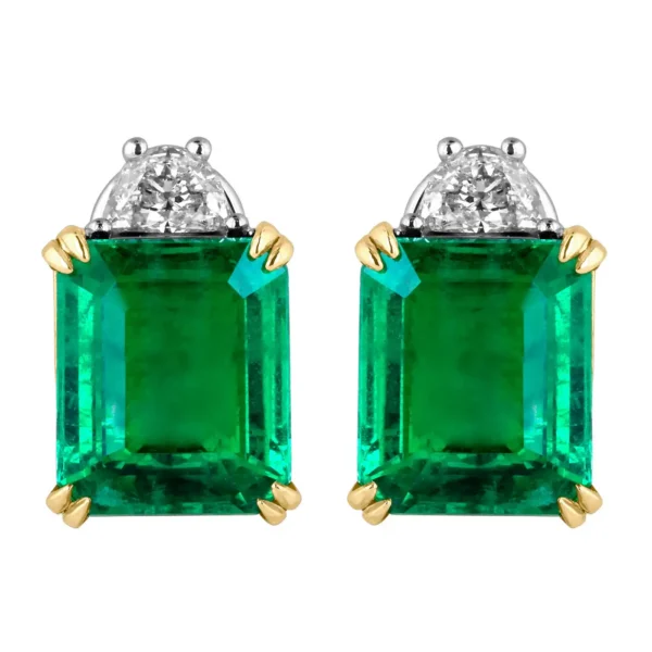 Emilio Jewellery Certified 9.65 Carat Genuine Emerald Diamond Platinum Earrings