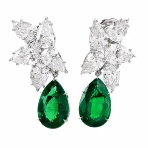 Extraordinary GIA Diamond Emerald Platinum Clip-On Earrings