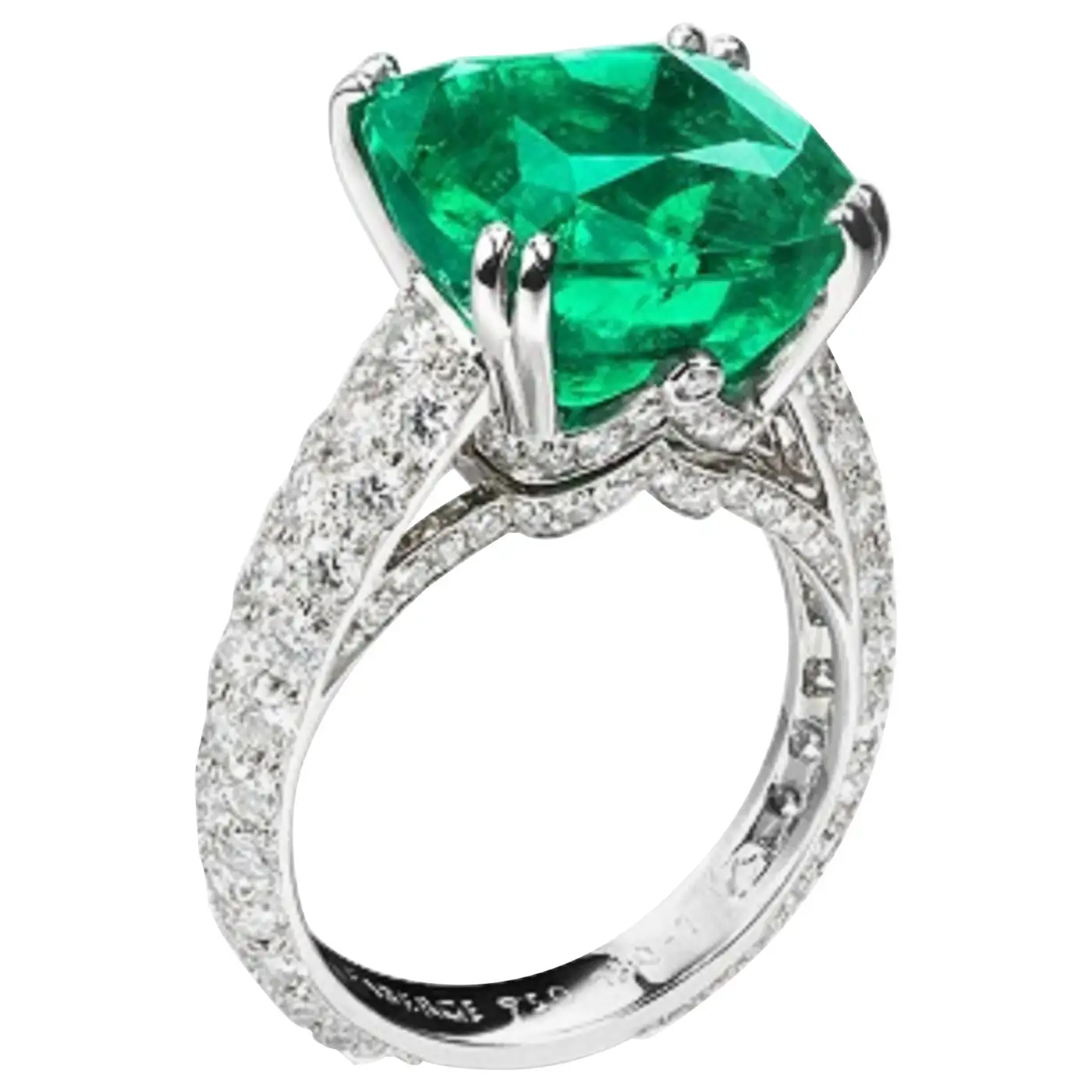 Fabergé Collection Three Colours of Love Gubelin Cert 8.27 Carat Emerald Ring