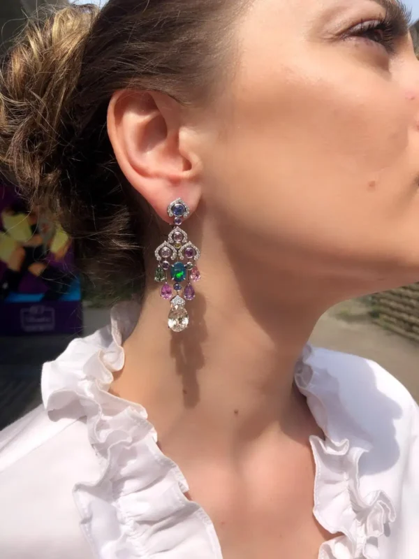 Fabergé Délices D’Été Collection Diamond Sapphire Black Opal Earrings