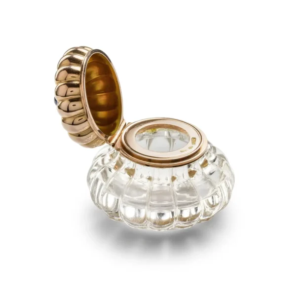Faberge Rock Crystal Gold Inkwell