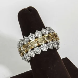 Fabulous Yellow and White Diamond Wide Band Ring