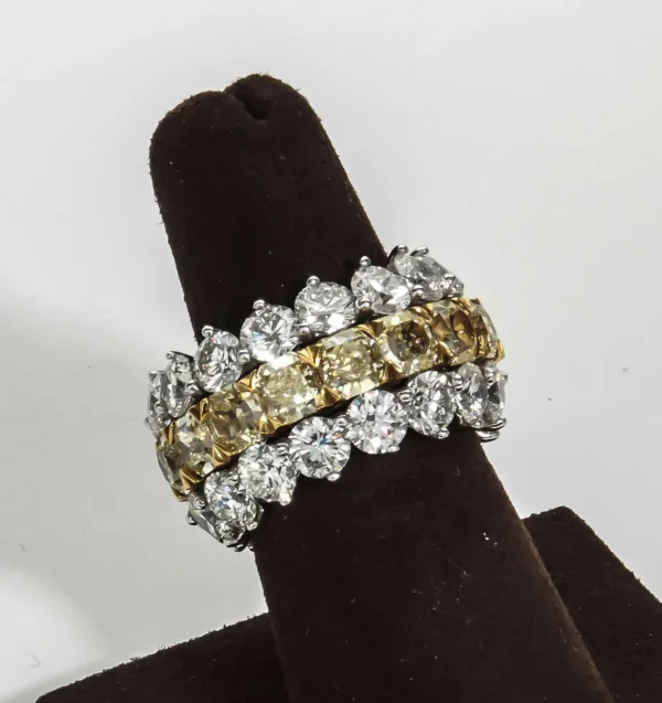 Fabulous Yellow and White Diamond Wide Band Ring