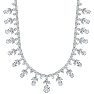 Fancy Pear Marquise Shaped Diamond Tiara Necklace GIA Certified 32.03 Carat