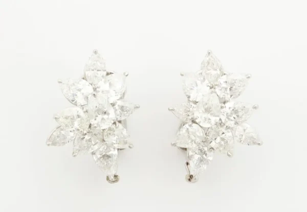 Finest Pear Shape Aquamarine Drop Diamond Platinum Earrings