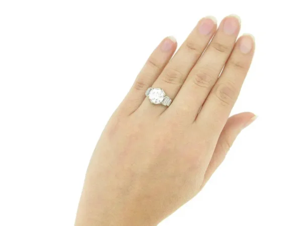 French Solitaire Diamond Engagement Ring with Diamond Set Shoulders