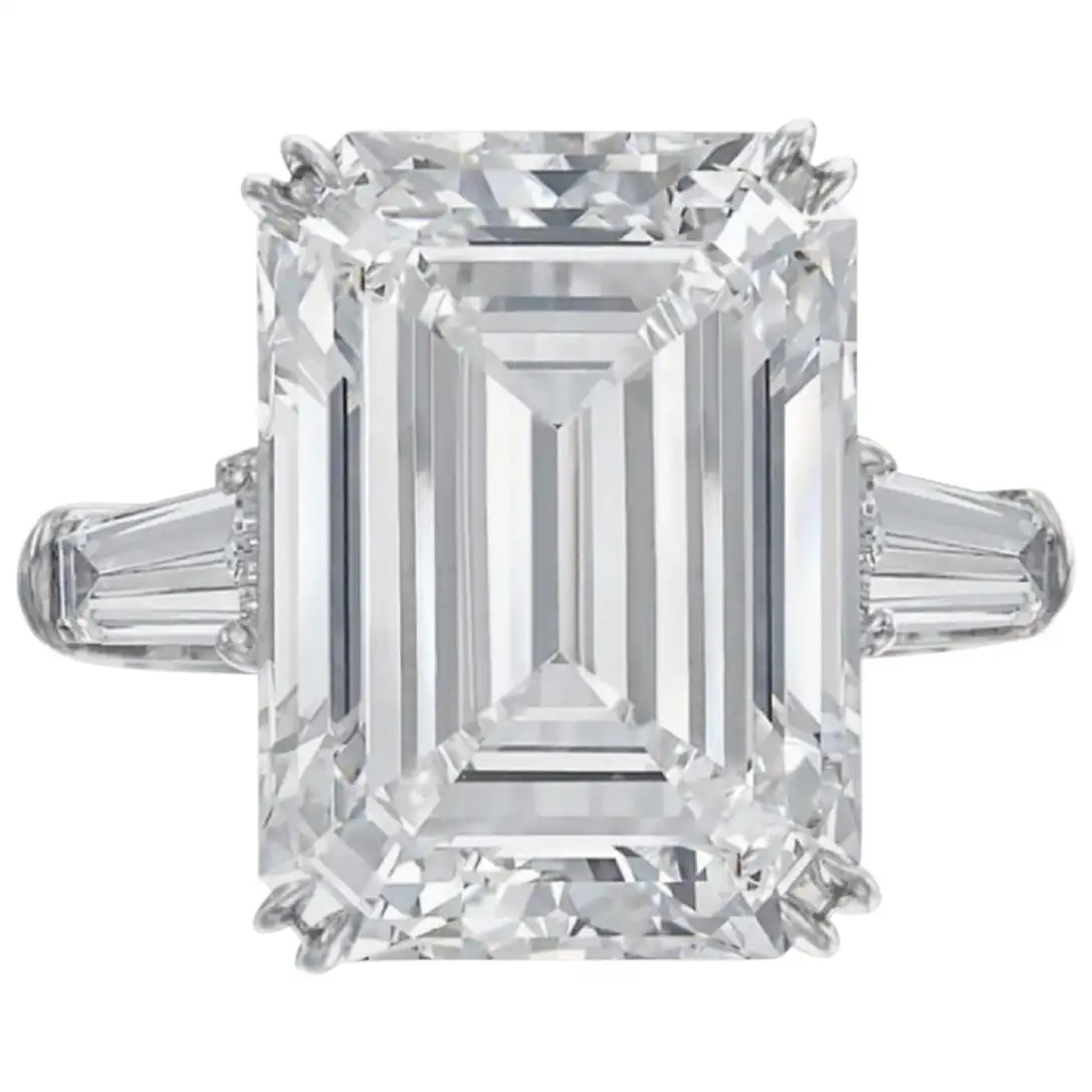 GIA Certified Emerald Cut Diamond Platinum Ring