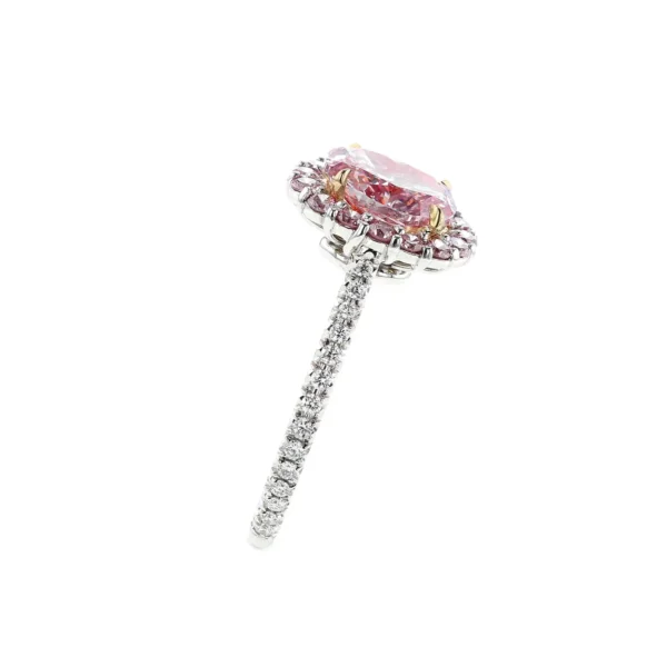 GIA Certified Natural 1 Carat Fancy Purplish Pink Diamond Halo Platinum Ring