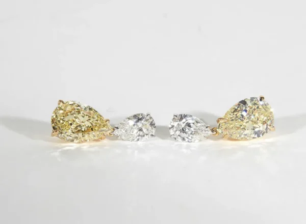 GIA Yellow and White Diamond Earrings