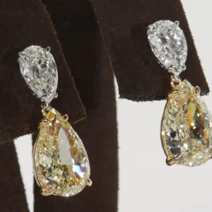 GIA Yellow and White Diamond Earrings