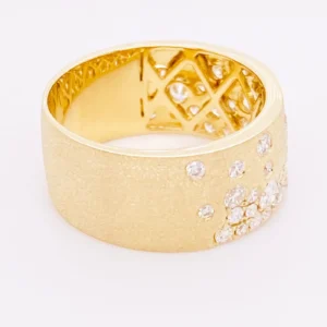 Galaxy Diamond Ring 1.00 Carat 14 Karat Yellow Gold, Confetti Flush Cigar Band