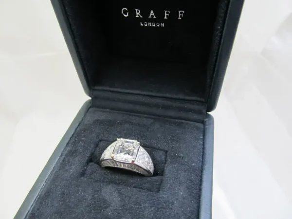 Graff GIA Certified Emerald Cut 4.03 Carat Diamond Fancy Cut Diamond Set Ring