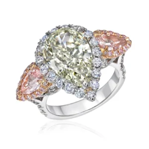 Green Diamond Ring 5.16 Carat Pear Shape GIA Certified