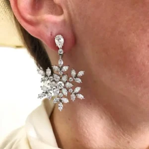 Harry Winston Vintage Collection Diamond Snowflake Drop Earrings
