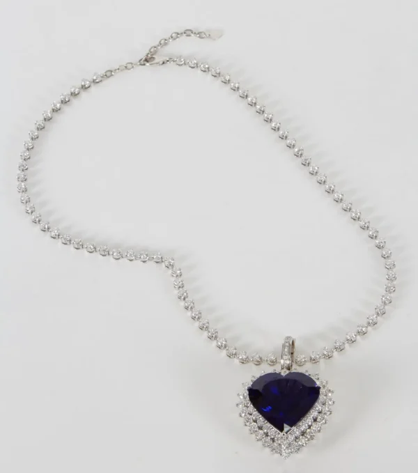 Heart Shape Tanzanite Diamond Pendant Rare 49.27 Carat