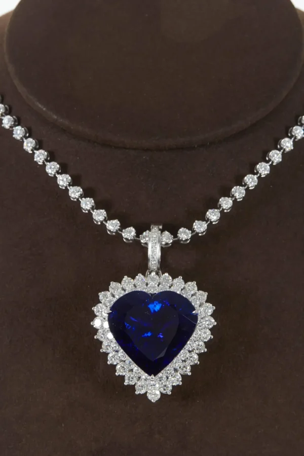 Heart Shape Tanzanite Diamond Pendant Rare 49.27 Carat