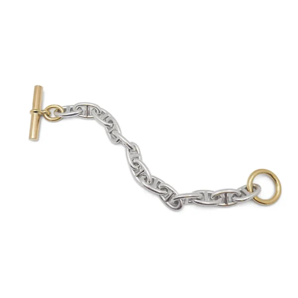 Hermès Chaîne d'Ancre Silver and Gold Bracelet