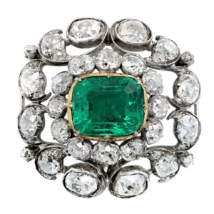 Imperial Brooch 5.31 Carat Emerald and Diamonds of Habsburg Provenance