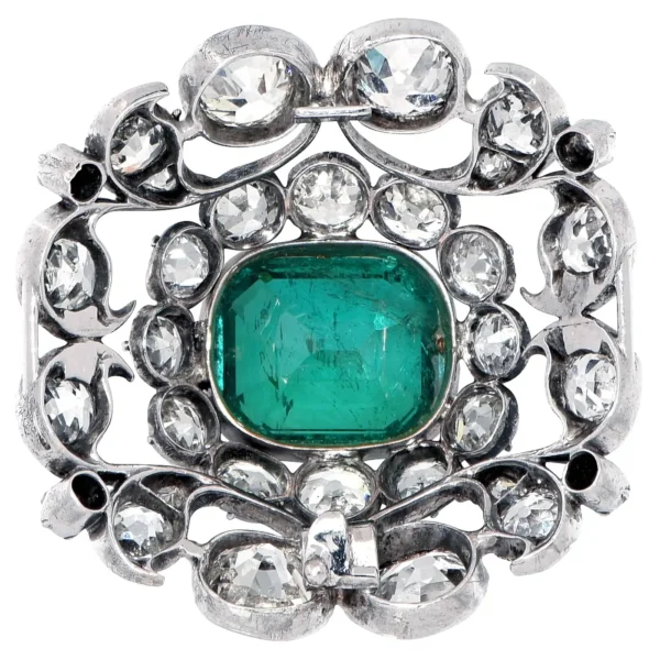 Imperial Brooch 5.31 Carat Emerald and Diamonds of Habsburg Provenance
