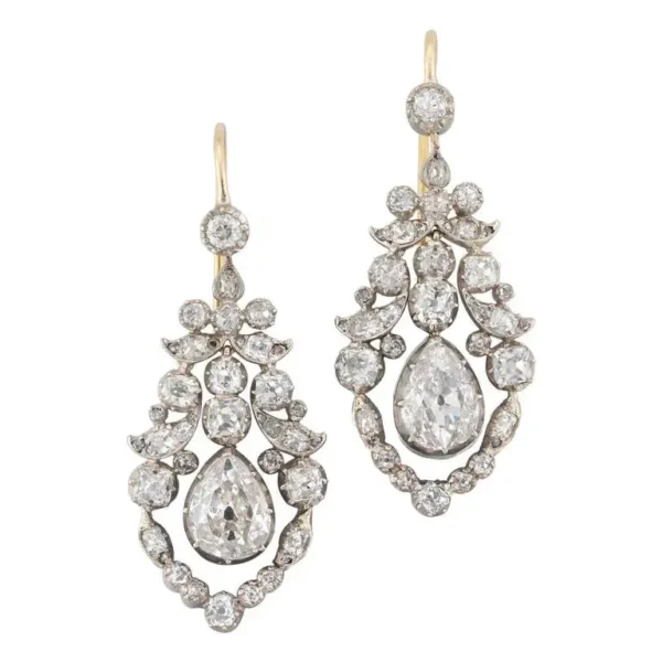 Late Georgian Diamond Earrings For Sale - A Rare Pair