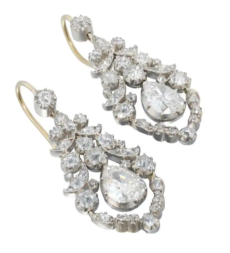Late Georgian Diamond Earrings For Sale - A Rare Pair